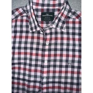 Rodd & Gunn Mens Medium Pink Checkered Original Fit Short Sleeve Woven In Italy